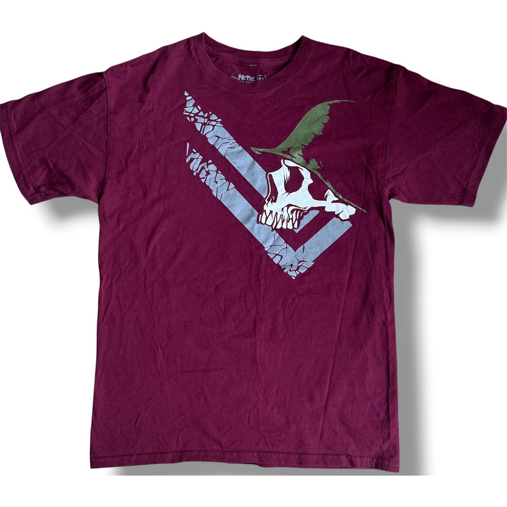 Metal‎ Mulisha Mens Graphic T-Shirt Maroon Skull Logo Short Sleeve Cotton Size M